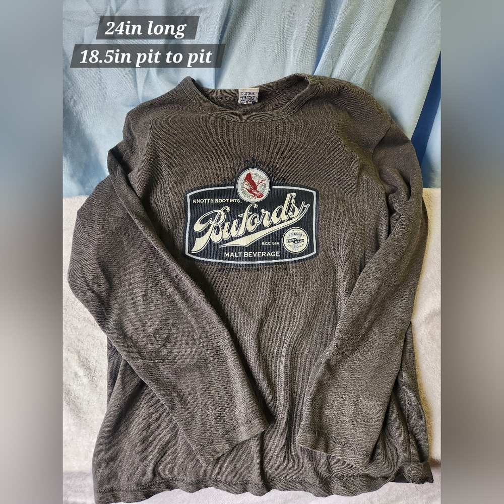 Old Navy Bufords Malt Beverage Long Sleeve Shirt Gray Size S